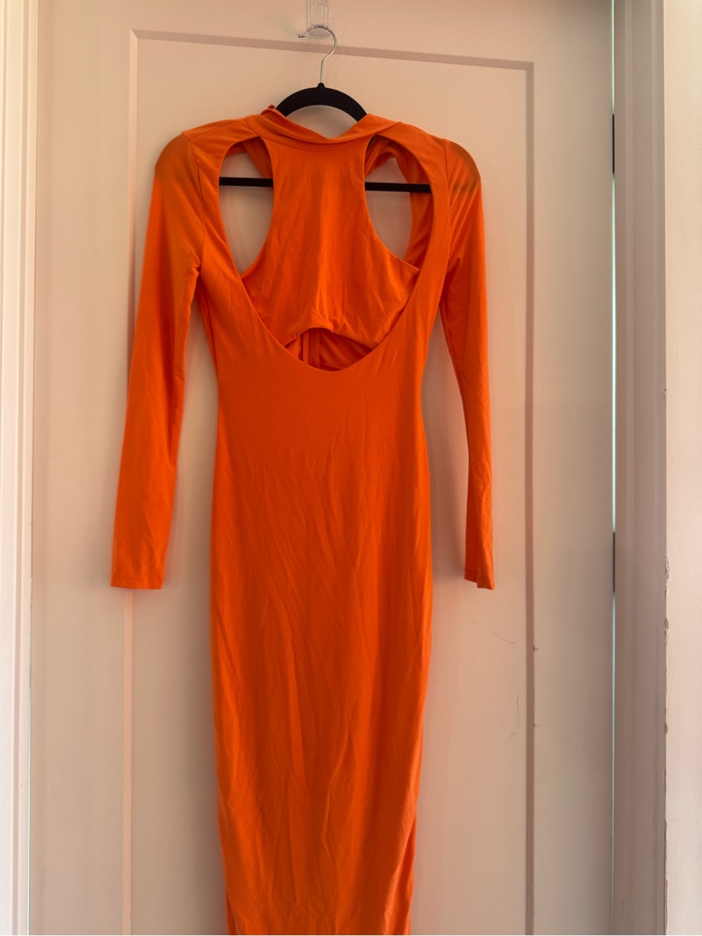 Forever 21 Orange Long Sleeve Cutout Bodycon Dress